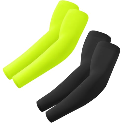 ROXUN Arm Sleeves, Cooling UV Sun Protection Sports Compression for Men/Women - color: 2 Pairs - Black+fluorescent
