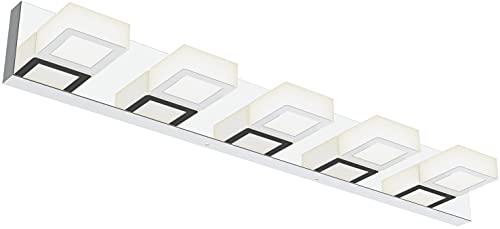 Ralbay Chrome Vanity Lights for Bathroom Acrylic Rotable 360° LED Modern Bathroom Lighting Fixtures Over Mirror (4500K Natural White Light) - color: Chrome-Natural light, size: 34 inch