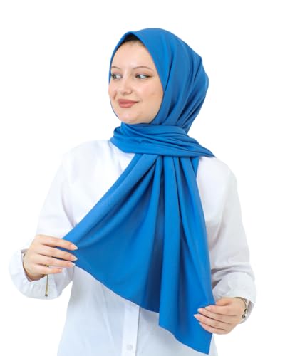 Prien Hijab For Women Muslim Lightweight Scarf Head Scarves For Girls Islamic Long Headscarf Chiffon Shawl Prayer Set Ramadan - color: Indigo