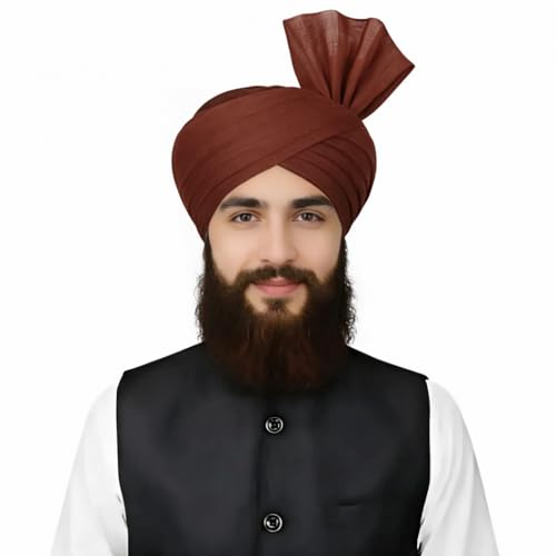 Turban For Men (156 Inches) Long Cloth – Muslim, Sikh, Punjabi Headwrap | For Prayer, Festivals & Special Occasions - color: Reddish Brown