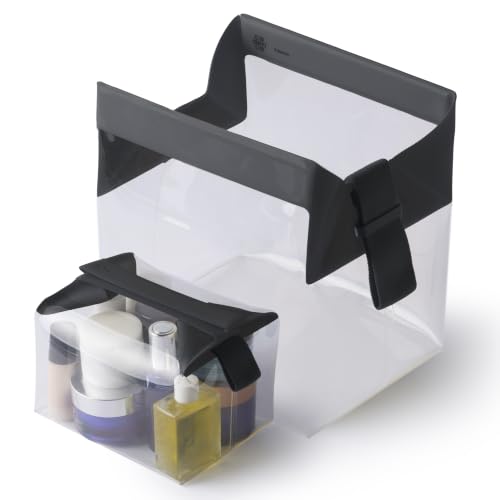 Cadence Parcel - Clear Travel Kit with Zipperless Magnetic Closure - Ink, Large - Durable, Leak-Resistant and TSA Approved Toiletry Bag - Modular Organization - Recycled TPU (2 Qt) - color: Ink, size: Large