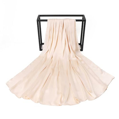Luxury Silky Satin Hijab for Women, Shimmer Crinkle Muslim Head Scarf, Graceful Feminine Charm - color: Beige