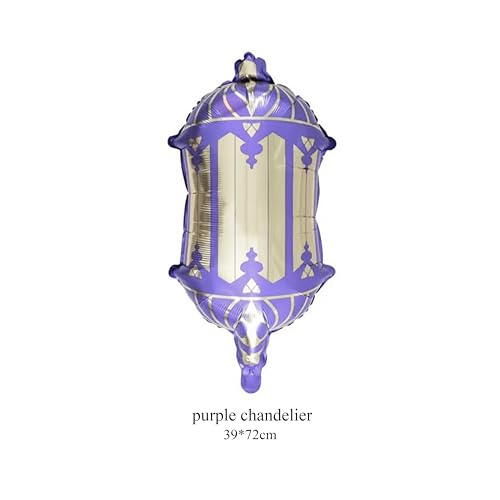 8PCS Eid Mubarak Balloons,Eid Al Adha Decorations,Eid Gifts for Kids,Gold Goat Balloon, Purple Lantern, Silver Moon & Gold Star Foil Balloons for Eid Mubarak Party