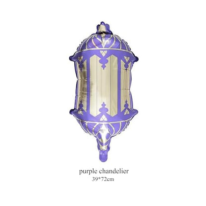8PCS Eid Mubarak Balloons,Eid Al Adha Decorations,Eid Gifts for Kids,Gold Goat Balloon, Purple Lantern, Silver Moon & Gold Star Foil Balloons for Eid Mubarak Party