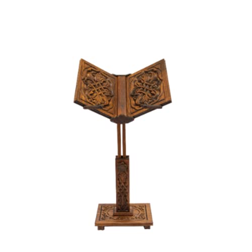 Adjustable Carved Wooden Book Stand | Quran, Bible, Torah Holder Lectern | Dictionary, Cookbook Stand