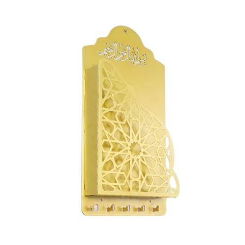 Islamics Decors Quran Metal Wall Mount Shelf Hanging Book Shelf Hanger Holder Hook for Ramadans and Eid Celebration Ramadans Decoration