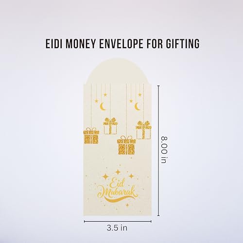 Eid Mubarak Money Envelopes for Cash – Perfect Eid Gifts, Ramadan & Eid Celebrations, Eid Mubarak Card & Cash Envelope (Pack of 10)