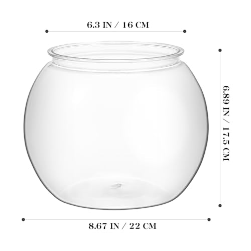 Plastic Clear Fish Bowl, Round Goldfish Betta Fish Tank, Desktop Bubble Bowl Plant Vase Pot for Fish Aquarium, Home Wedding Holiday Party Decor (1 Gallon, 8.6"x6.3") (Pack of 2) - size: 19.5X19.5X18CM (Pack of 2)