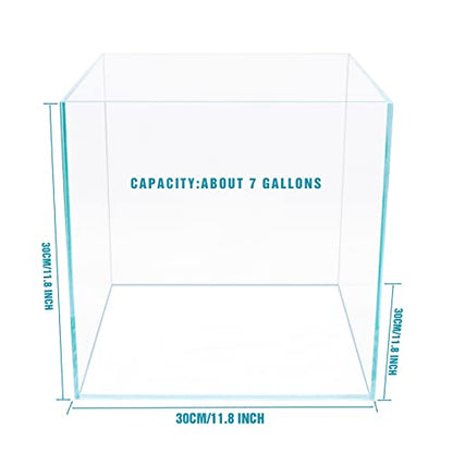 7Gal Ultra Clear Rimless Low Iron Glass Cubic Aquarium Tank (W11.81×D11.81×H11.81 inch(30x30x30cm)) 5mm Thickness Include Black Leveling Mat - size: W11.81 × D11.81 × H11.81 inch
