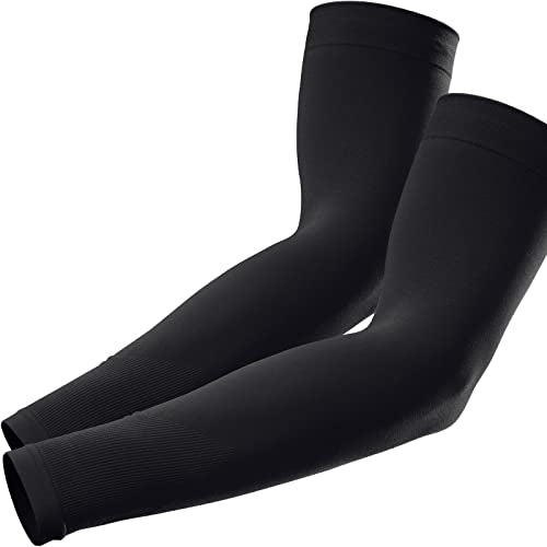 GOUNOD Arm Sleeves for Men Women,Compression Sleeves to Cover Arms for Men Working,Sun Sleeves for Men UV Protection - color: 1 Pair Black