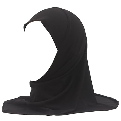Girls Hijab Muslim Kids Scarf Headwear Solid Color for 2-6 Years Ready to Wear - color: Black