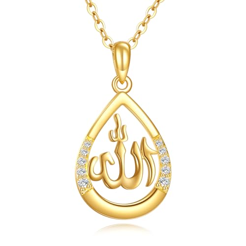Moissanite Allah Necklace for Women 925 Sterling Silver Muslim Islamic Religious Pendant 18k gold plated Religious Jewelry Gift for Wife Mom