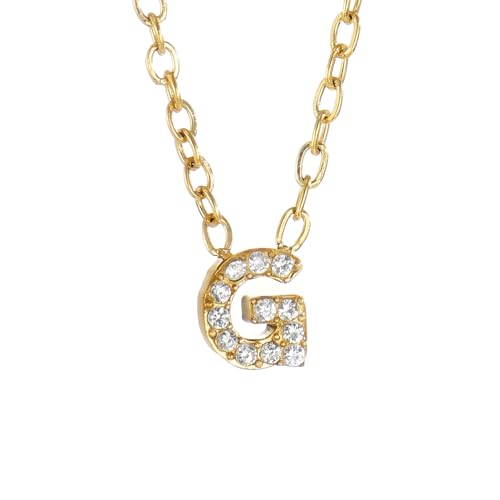 Small Letter Necklace for Women 18K Gold Plated Cubic Zirconia Tiny Initial Necklace Dainty Personalized Name Necklaces - color: G-Gold