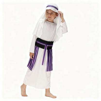 Kids Muslim Thobe Boys Arab Thobe Ethnic Ramadan Islamic Clothing Long Sleeve Arabic Prayer Kaftan Eid Trendy Maxi Dresses - color: White, size: 5-7 Years