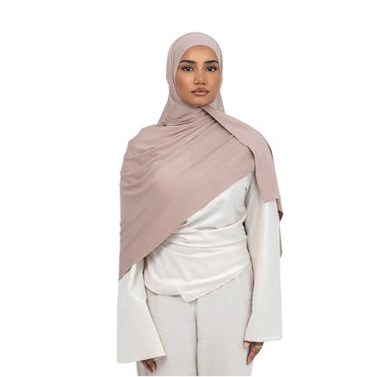 KHELANI Premium Modal Jersey Hijab, Luxury Lightweight Non Slip Stretchy Jersey Head Scarf for Muslim Women, Soft Shawls Wrap - color: Powder Pink
