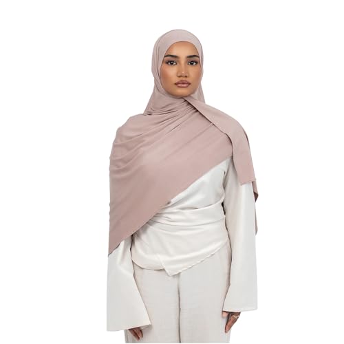KHELANI Premium Modal Jersey Hijab, Luxury Lightweight Non Slip Stretchy Jersey Head Scarf for Muslim Women, Soft Shawls Wrap - color: Powder Pink