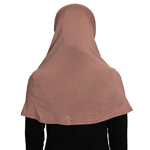 TheHijabStore.com Women's 2 Piece Amira Jersey Hijab - Soft Modal Stretch Head Scarf with Tube Under Scarf Cap - color: Blush Brown