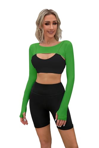 Cooling Shawl Arm Sleeve Sun Protection Women's tops for Golfing,Riding,Driving - color: Grass Green, size: Large