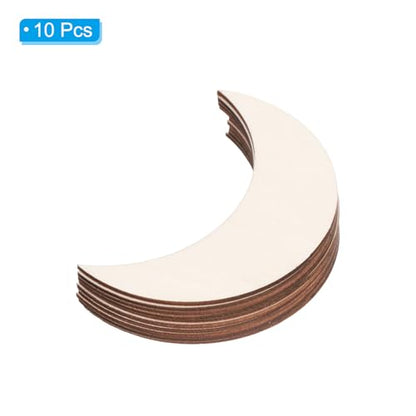 PATIKIL 3.5"x1.2" Wooden Moon, 10 Pack Unfinished Wood Moon Blank Wooden Cutouts Ornaments Natural Wood Pieces for Christmas Party Craft Projects - size: 3.5"x1.2"