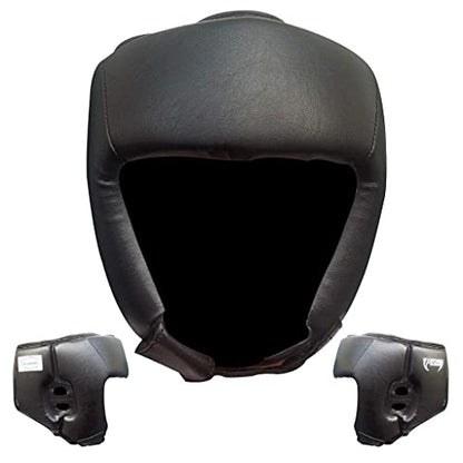 Ultimate - Pro Training Head Guard - Open Face - Boxing MMA Muay Thai Training - color: Black, size: Large-X-Large