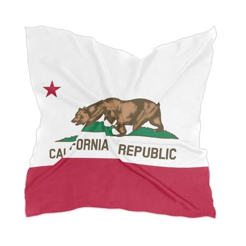 Women's Silk Scarf Square Satin Head Scarves Fashion Neck Scarf Hair Wraps Silk Bandana - color: California Flag
