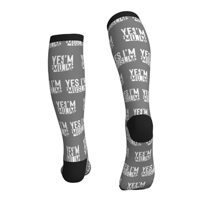 Muslim Islam Arabic Islamic Religious Allah God Be Compression Socks for Men & Women Circulation (15-20 mmHg) - color: 3 Black