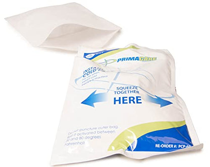 Primacare PCP-69 Instant Cold Packs (6” x 9”) – 24 Disposable Ice Packs with Non-Woven Covers for Pain Relief, Swelling, Inflammation, Sprains, Toothaches, First Aid, for Athletes & Outdoor Activities - size: 6" x 9"