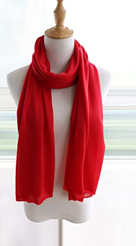 vabovin Head Wraps for Black Women Stretch Jersey Knit Turban Headwrap Solid Color Headscarf Headband Shawl - color: 13- Red