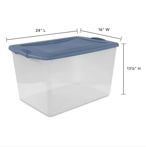 Clear/Light Blue 6-Pack 66 Qt Plastic Storage Bins with Secure Latching Lids, Stackable Heavy-Duty Storage Boxes for Camping Gear, Sports Equipment, Tools & Home Organization - Home Organizer