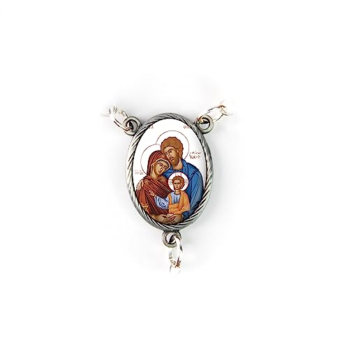 Olive Wood Car Rosary for Rearview Mirror from The Holy Land of Bethlehem - Auto Rosary with Holy Family Byzantine Medal & Crucifix Cross Charm - 7" Pocket Rosary Beads for Hanging - color: Holy Family Byzantine