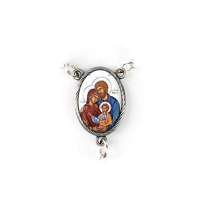 Olive Wood Car Rosary for Rearview Mirror from The Holy Land of Bethlehem - Auto Rosary with Holy Family Byzantine Medal & Crucifix Cross Charm - 7" Pocket Rosary Beads for Hanging - color: Holy Family Byzantine