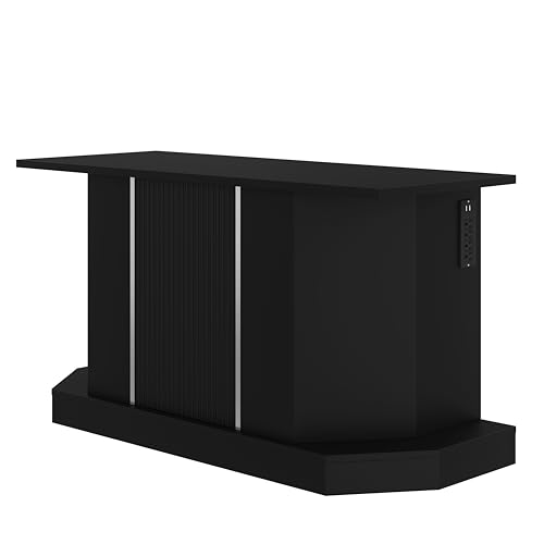 55-75 Gallon Aquarium Stand with Power Outlet (4 AC & 2 USB), Heavy Duty Fish Tank Stand with Sliding Barn Doors, Storage Cabinet for Turtle Tank & Reptile Terrarium, 880LBS - color: Black