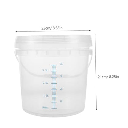 Clear Plastic Bucket with Lid: 5l Thickened Measuring Pail for Accurate Liquid Measurement - Handheld Bucket for Kitchen and Laboratory