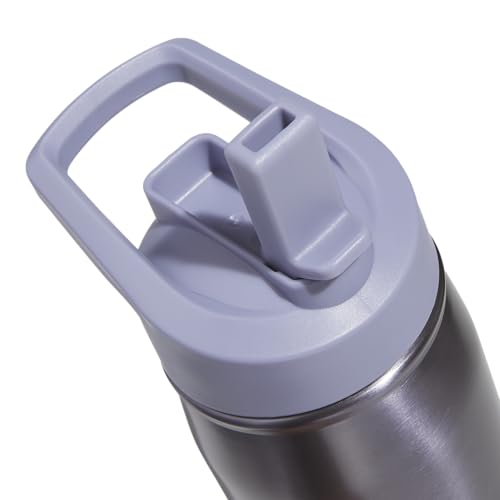 adidas Stainless Steel Metal Water Bottle 20 oz (600 mL) Straw Lid - color: Preloved Violet/Silver Violet Purple