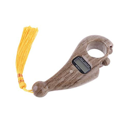 Digital Finger Tasbeeh Misbaha Counter for Prayer Islamic Tasbih Muslim (Light Brown Wood)