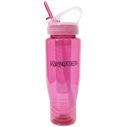 Ninja Kidz Official Kids Water Bottle with Straw, Reusable Water Bottle with Handle, Leak-Resistant, Insulated, Durable, Great for Sports, Official Merch, 0.5 liters, Pink - color: Pink