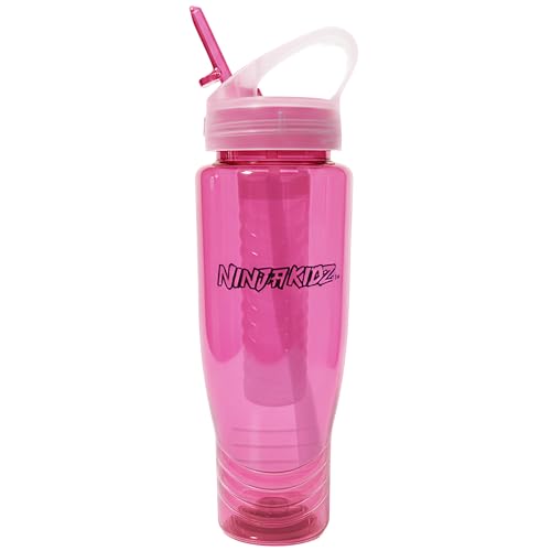Ninja Kidz Official Kids Water Bottle with Straw, Reusable Water Bottle with Handle, Leak-Resistant, Insulated, Durable, Great for Sports, Official Merch, 0.5 liters, Pink - color: Pink