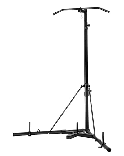 VEVOR Punching Bag Stand, Steel Heavy Duty Workout Training Equipment, Adjustable Height Boxing Punching Stand with Weighted Base, Holds Up to 140 lbs, Freestanding Sandbag Rack for Home Gym Fitness - style: 2-in-1 Punching Bag Stand with Pull-Up Bar