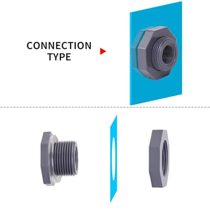 ChillWaves PVC Bulkhead Fitting 1/2" Double Thread Connector Adapter for Water Tank, Aquariums, Rain barrels(8-PACK) - size: 1/2 INCH, style: Bulkhead Fitting