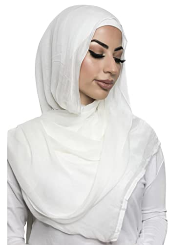 Txameru Women's Viscose Cotton Hijab Scarf - color: White