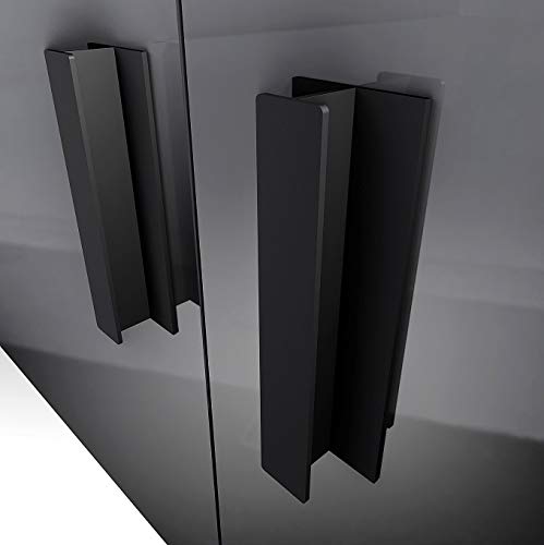 HRX Self-Adhesive Edge Fingerpull Door Handle - Easy to Install Screwless Peel and Stick on Glass, Wood, Metal, Plastic - Sliding Doors Knob for Kitchen Fronts, Drawers & Dressers Panels - 2 Pack - color: Black