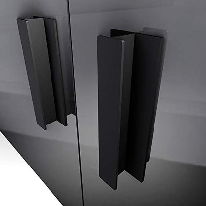HRX Self-Adhesive Edge Fingerpull Door Handle - Easy to Install Screwless Peel and Stick on Glass, Wood, Metal, Plastic - Sliding Doors Knob for Kitchen Fronts, Drawers & Dressers Panels - 2 Pack - color: Black