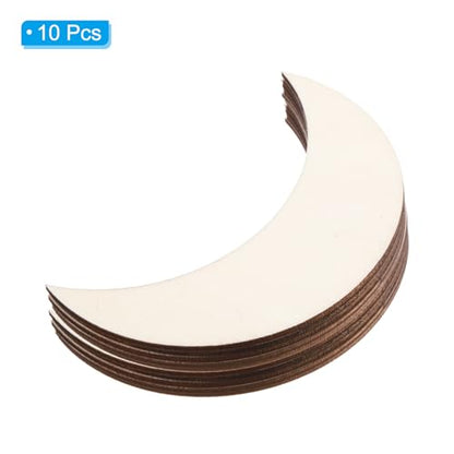 PATIKIL 3.9"x1.2" Wooden Moon, 10 Pack Unfinished Wood Moon Blank Wooden Cutouts Ornaments Natural Wood Pieces for Christmas Party Craft Projects - size: 3.9"x1.2"