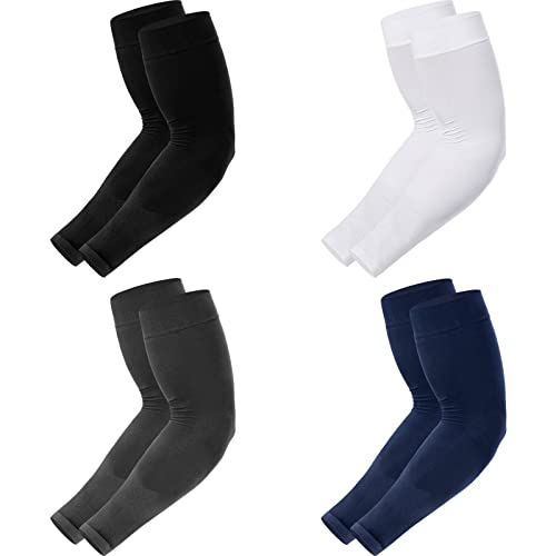 Newbyinn UV Sun Protection Arm Sleeves for Men Women Youth, Cooling Sleeve - color: 4 Pairs: Black + White + Dark Grey + Navy Blue