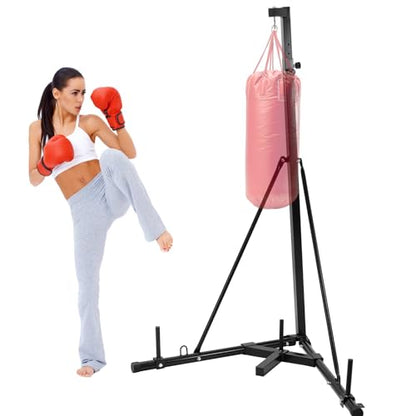 Clevich Height Adjustable Punching Bag Stand, Heavy Duty Boxing Stand, Steel Sandbag Rack - Supports Up to 150 lbs for Home Gym Fitness