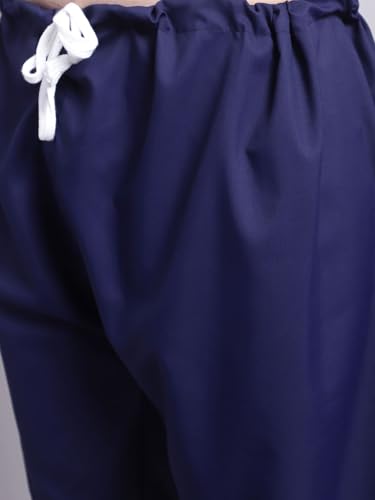 Maple Clothing Punjabi Kurta Pajama Set Mens Pathani Cotton Indian Clothes Bollywood Outfit - color: Navy Blue, size: XX-Large