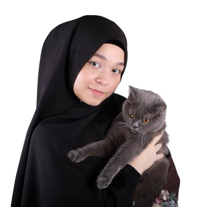 MuLanLegend Mu Lan Song Hijab | Large Non-See-Through Muslimah Headscarf Wrap | Non-Slip Women Scarf | Flowy and Drapey - color: Black