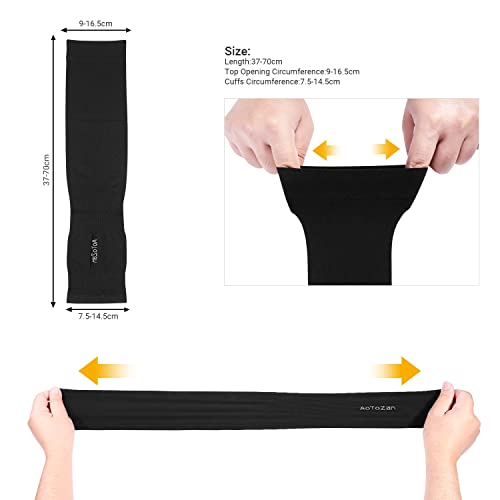 Sun Sleeves for Men Women with Thumb Hole, 6 Pairs Black | UV Protection SPF UPF50+, Keep you Cooling in Summer