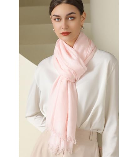 Solid color cotton and linen scarf, wrinkled all season versatile long sunscreen fashionable shawl - color: Light Pink