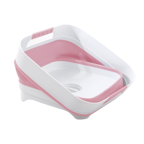 Collapsible Wash Basin for Baby Bottles - 2.4 Gallons Portable Wash Bin for RV Camping Sink, Space-Saving Dish Tub.Laundry & Utility Room Sinks (Pink) - color: Pink